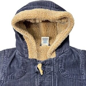 Old Navy Infant Corduroy Hooded Toggle Coat Jacket Navy Blue 3-6 Months‎